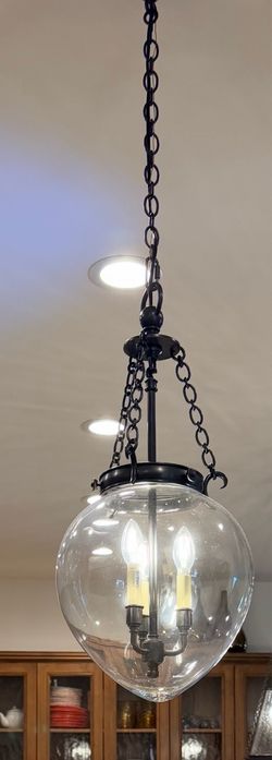 Glass Globe Pendant Light with Black Chain (x4) — Includes Bulbs! NEW IN BOX!
