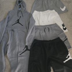 Jordan Sweater Suit And 2 Jordan Shorts And 2 Nike Shorts