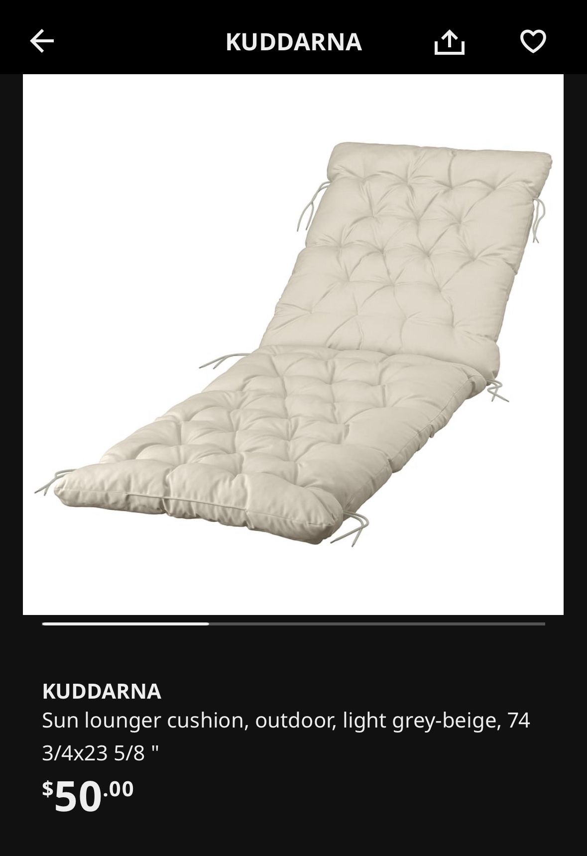 Kuddarna Sun Lounger Cushion - Gray