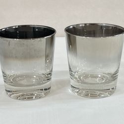 Set of 2 Dorothy Thorpe Style Silver Fade Lowball 8 oz. Old Fashioned Whiskey Rocks Glasses