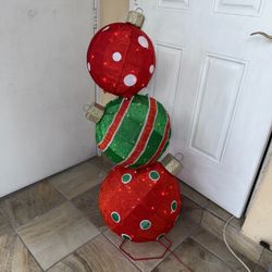 Holiday Time 42" Light-Up Stacked Christmas Ornaments with 70 Clear Incandescent Lights