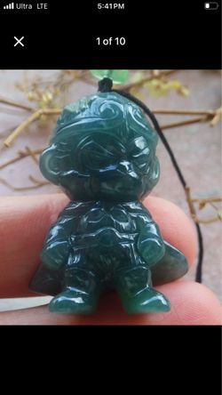Certificate Jadeite Jade Pendant green Monkey Sun Wukong The Monkey King