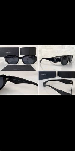 Prada Milano Women's Rectangle Sunglasses Black Frame Gray Tinted UV 50020