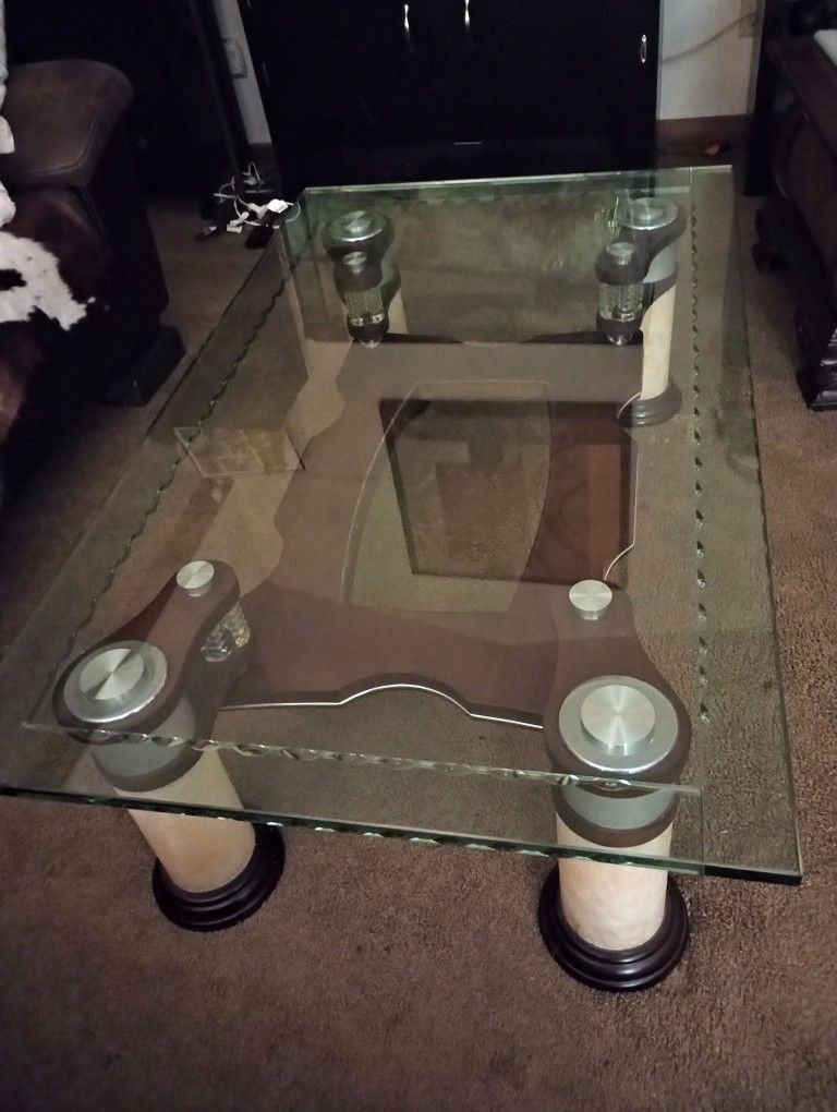 Glass top coffee table