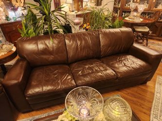 Brown leather couch