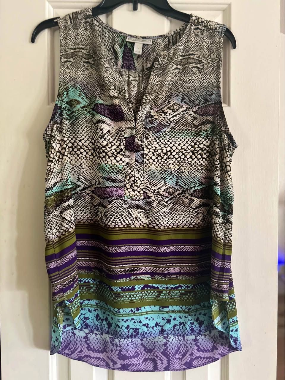 Dana Buchanan Sleeveless Multicolor Blouse - Large