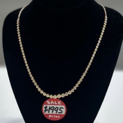 1CTW 14K YG Lab Diamond Bezel Setting Tennis Necklace 