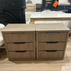 Night Stand Set of 2 Nightstands with 3 Drawers Storage Bedside Table Large Fluted Bed Side End Table Modern 25.6" Tall Wide Night Stands for Bedroom 