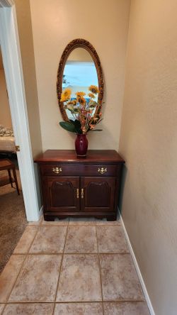 Dark cherry traditional accent cabinet