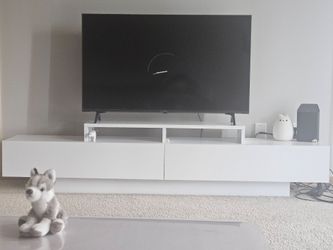 White Floating TV Stand with Drawers