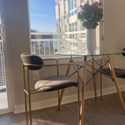 Round Glass 2 Seat Dining Table 