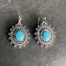 Oval Turquoise Vintage Bohemian Earrings 
