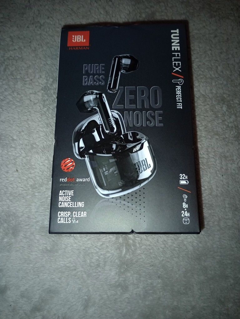 JBL TUNE FLEX Wireless Earbuds (Transparent Black)