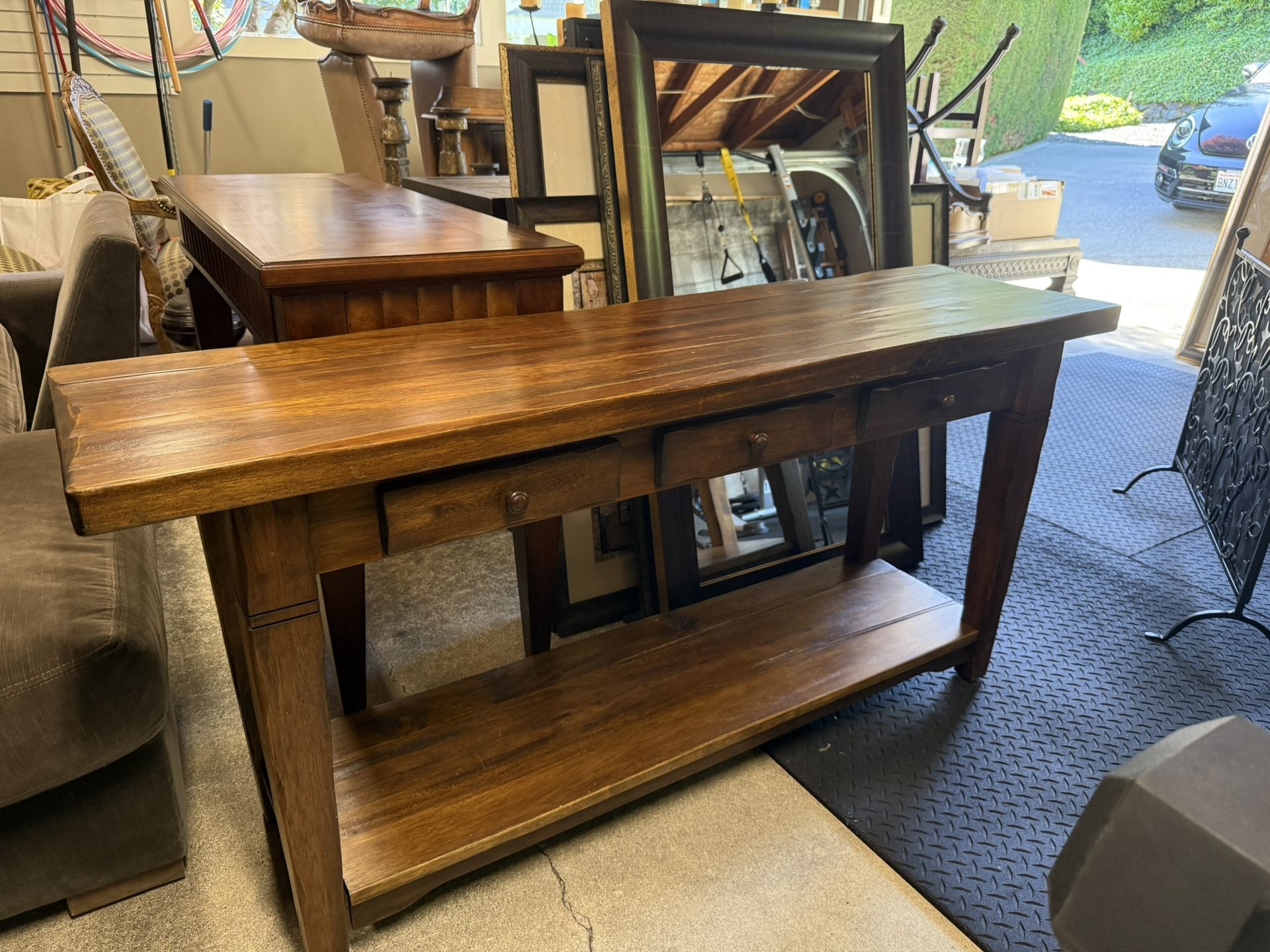 Solid Wood Console Table With 3 Drawers 