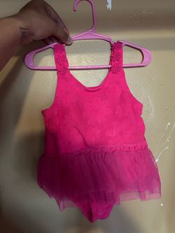 Girls Pink Floral Tutu  Leotard Bathing Suit