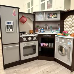 2 Play Kitchens Sets for Kids, Toy Kitchen Playset, One is Free