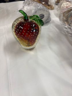 vintage Murano-style art glass apple paperweight