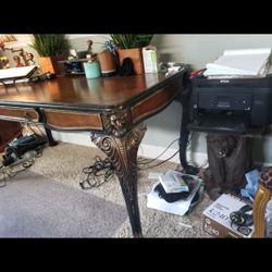 Antique Replica Leather Top Desk