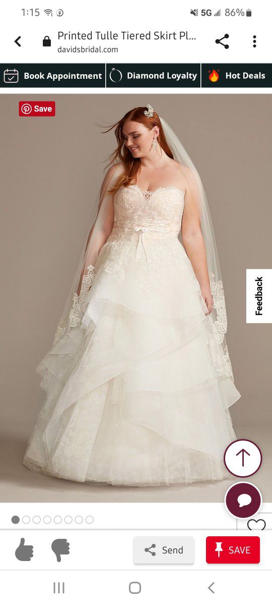 Never Worn Davids Bridal Wedding Dress