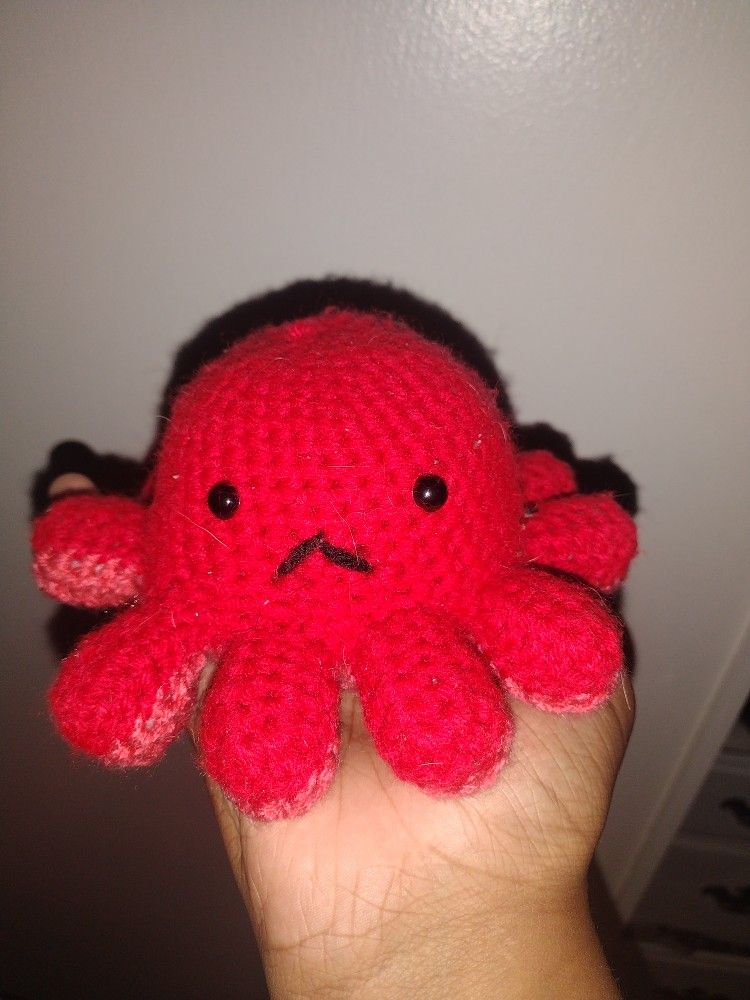 Red Octopus Plushie (Turns Inside-out For Different Emotions)