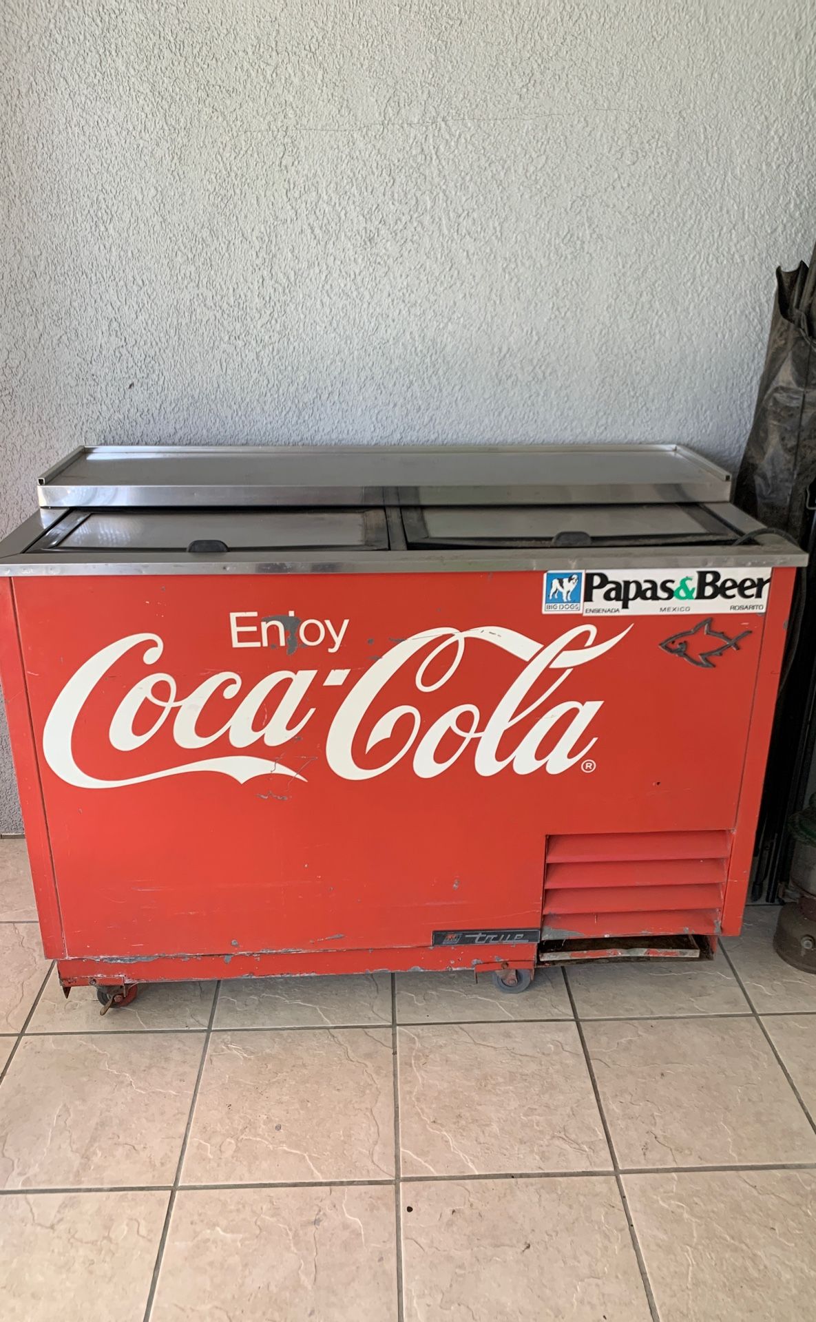 Vintage Coca Cola Rectangle 50" Long Double Slide Top Beverage Soda