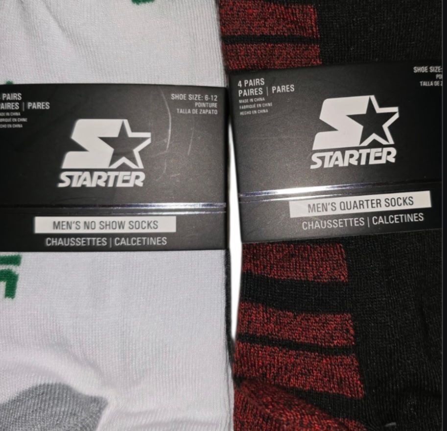 STARTER Athletic Socks Assorted 8 pk size (6-12)