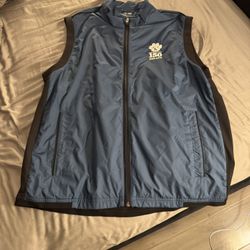 ADIDAS Golf ClimaProof Mens Vest! Mens Size: L. Blue/Black. School Logo on Chest.   Snow/Ski/Snowboard/Rain/Cold/Wind. Polyester. 