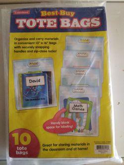 Lakeshore Plastic Tote Bags-Package Of 10