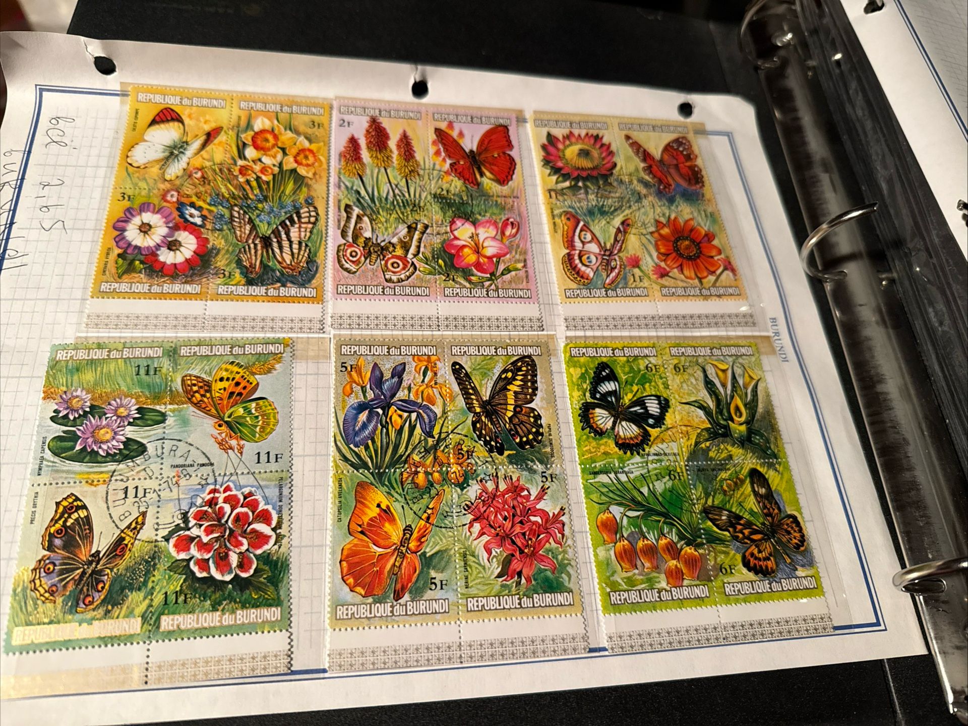 Burundi Fauna Tropical Butterflies Flowers Set 