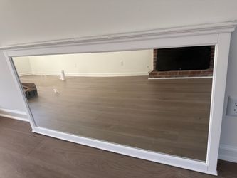 Large White Wood Framed Wall Mirror