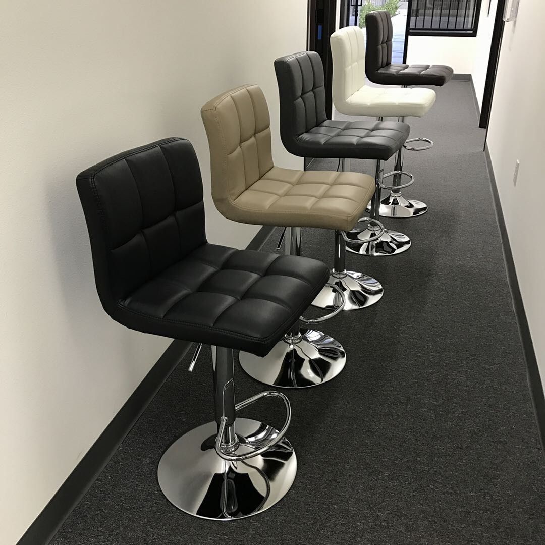 NEW $45 each Seat Height Adjustable From 24” to 33” Inch Swivel Barstool Bar Stool Counter PU Leather Chair White Brown Black or Grey Gray Color