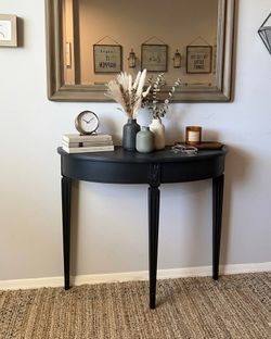 Ethan Allen Black Demi-Lune Console Table - delivery available