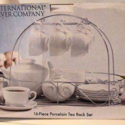 ~BRAND NEW/Never Been Taken Out Of Box~16 PC Porcelain Tea Rack Set~International Silver Company~
