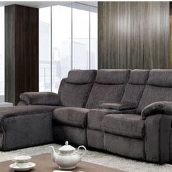 Brand New Plush Warm Grey Reclining Sectional Sofa