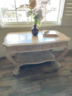 Pottery Barn Style Antique Tiger Oak Library Table/Desk/Entry Table