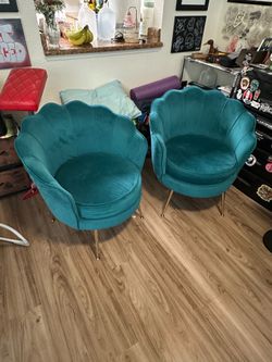 ✨ Pair of Teal Velvet Accent Chairs – Modern Glam / Boho Chic ✨