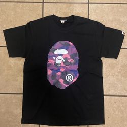 BAPE Color Camo Big Ape Head Tee in the Black/Purple colorway Size Large