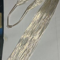 Sterling Silver 30 Strands Liquid Silver 29.5" Necklace 