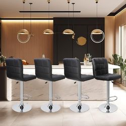 Adjustable Swivel Bar Stools - Black (Set of 4)