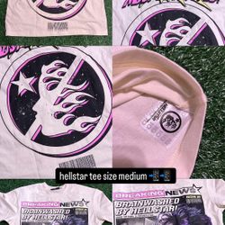 hellstar white tee brainwashed collab size m