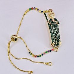 San Judas Pulsera Ajustable Baño De Oro 14k/ St. Jude Adjustable Bracelet Gold Plated 14k