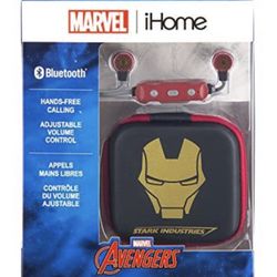 Avengers Iron Man Bluetooth Wireless Earbuds and Travel Case with Hands Free Calling and Adjustable Volume Control