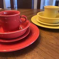 Fiesta Scarlet and Sunflower Classic Rim Dinnerware Sets