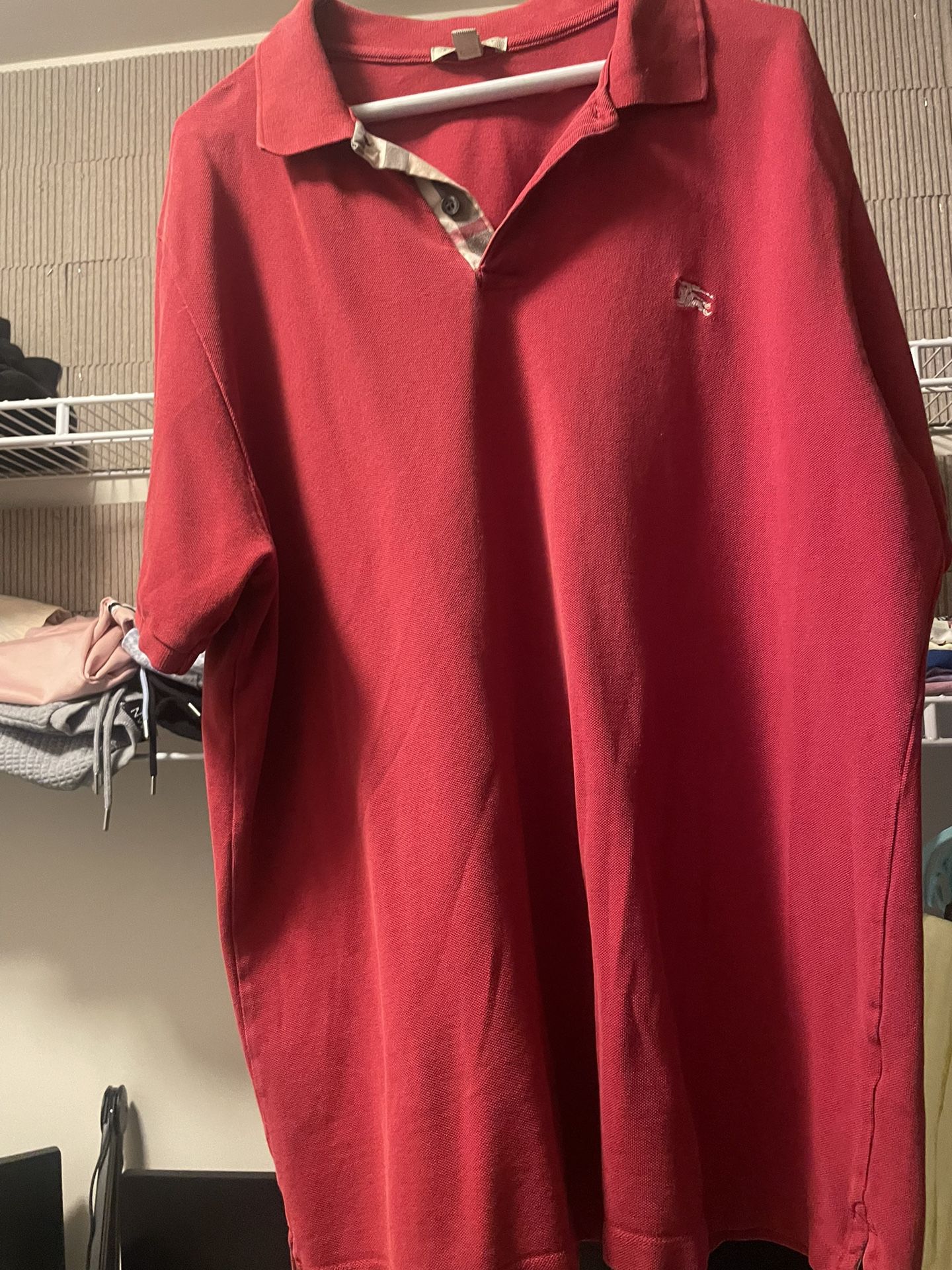 Burberry Red Collar T Shirt XXL