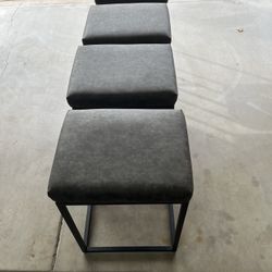 Faux Gray Leather Stools