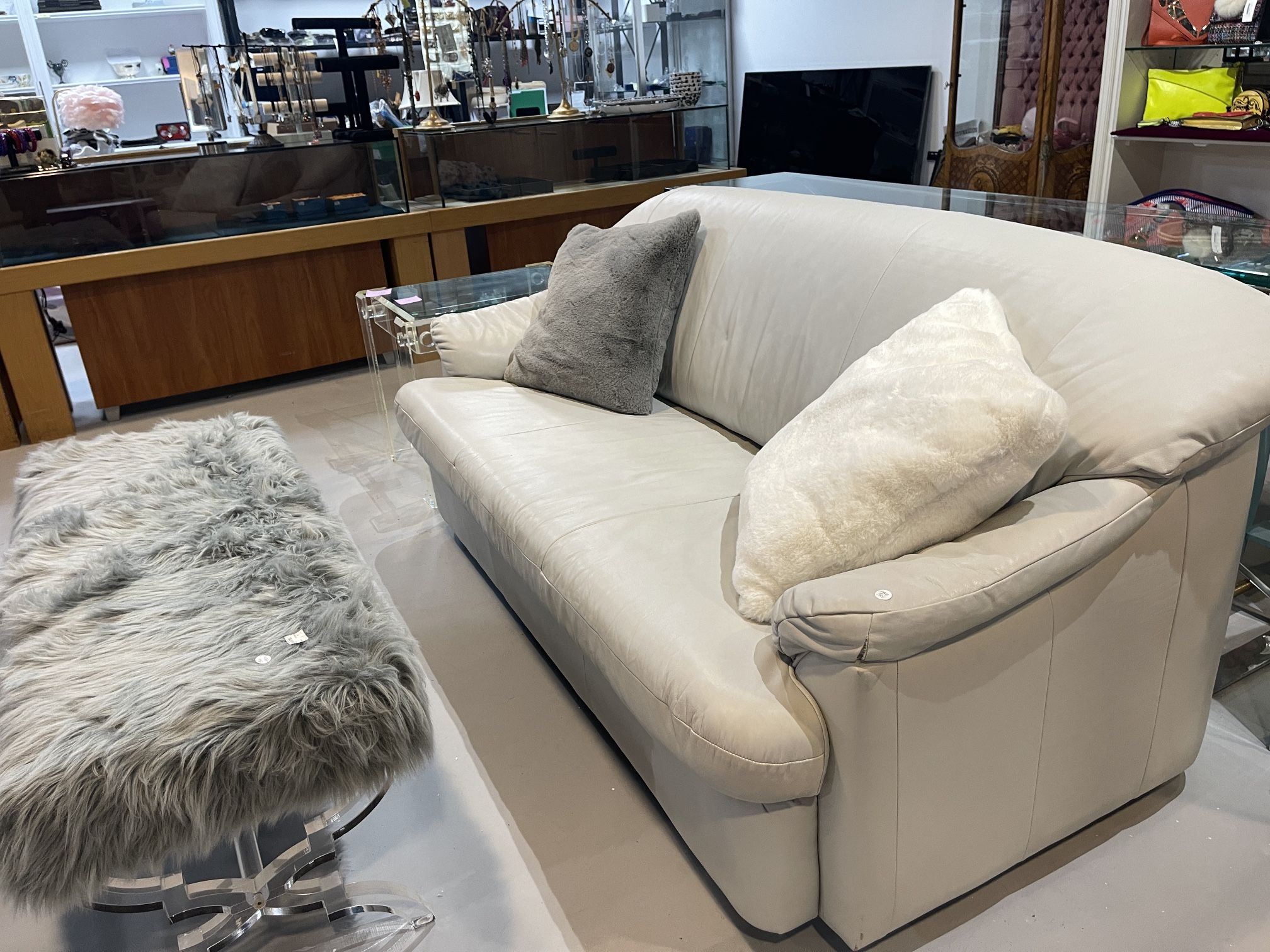 White Faux Leather Couch