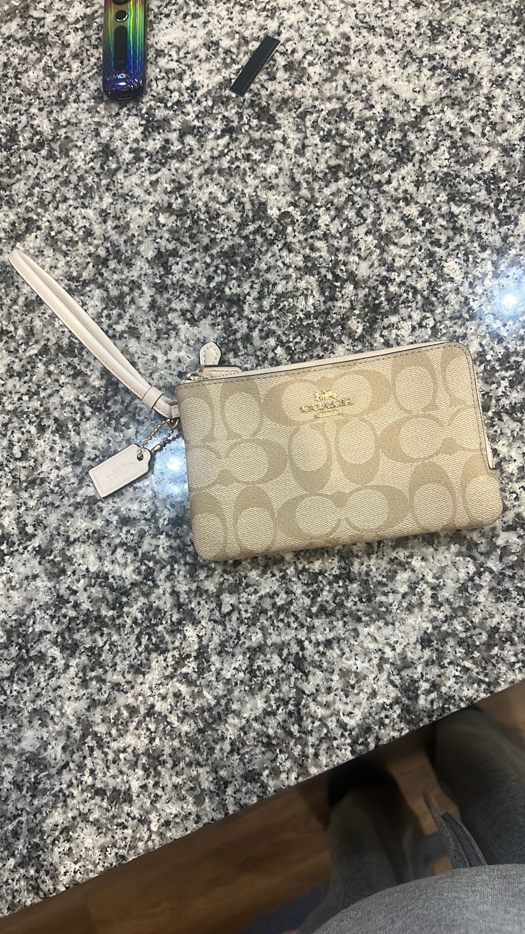 Coach Double Zip Wristlet, Creamy Beige Color, $98