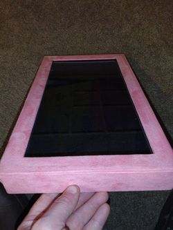 Pink Suede Jewelry Display Tray with Glass Lid