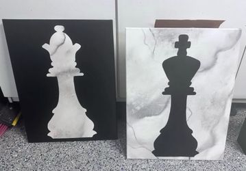 Chess Art black and white bought on Etsy each is 24” X 18”