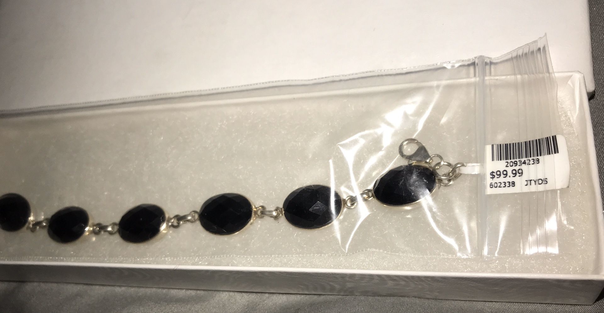 Sterling Silver Faceted Black Onyx Bracelet